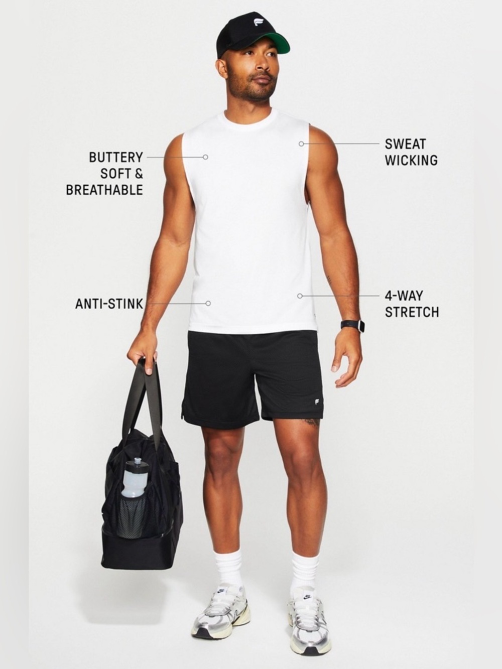Fabletics Men's White Sleeveless Muscle Tank - Picture 2 of 4